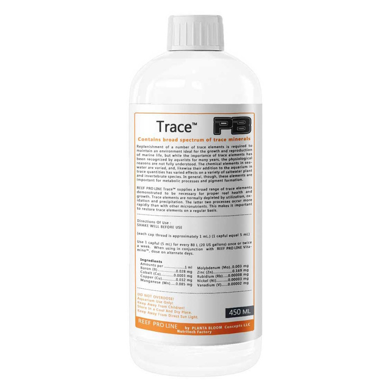 محلول عناصر کمیاب پلانتا بلوم مدل REEF PRO LINE Trace حجم 450 میلی لیتر
