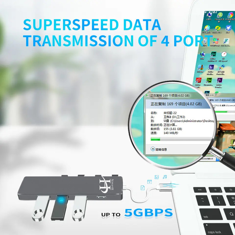 هاب 4 پورت USB 3.0 هارمن مدل HR-USB3000