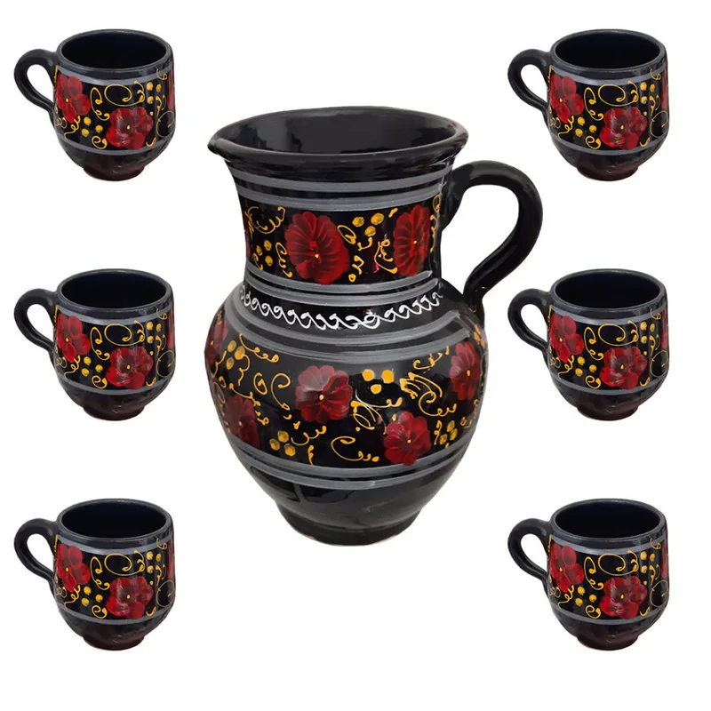 ست 7 تکه پارچ و لیوان سفالی کد GH