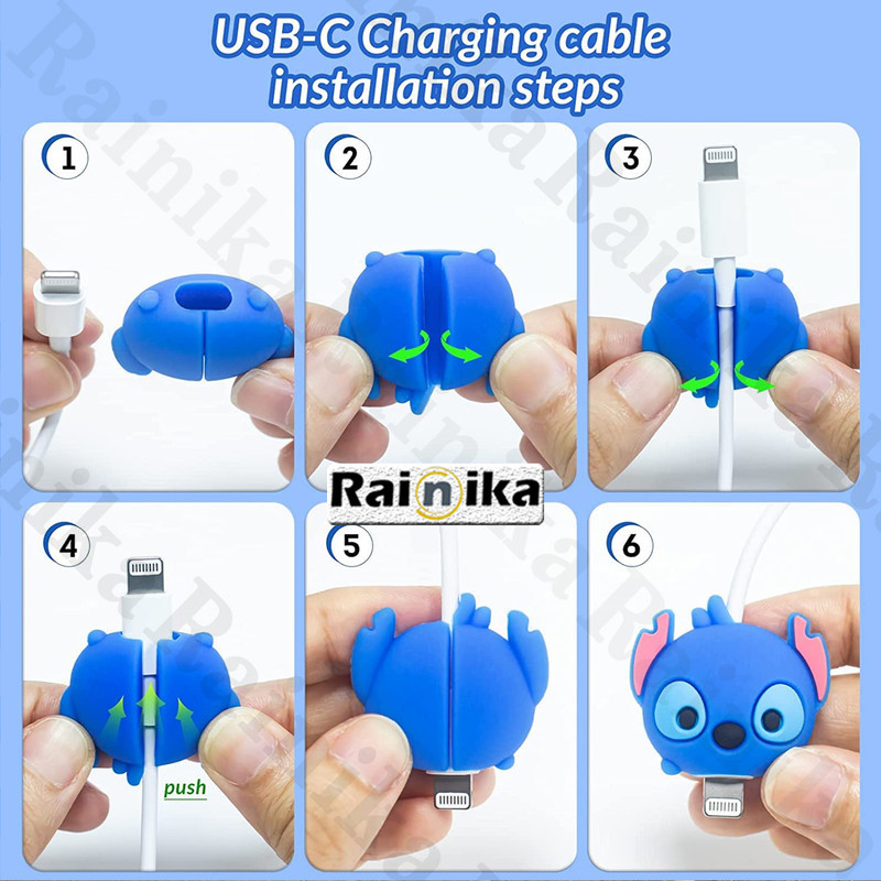 محافظ کابل شارژر دیواری رینیکا مدل Cute Dog BA مناسب برای شارژر اپل 20 وات ba مجموعه 5 عددی