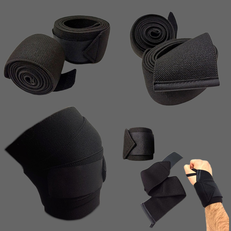 ست مچ بند و زانوبند بدنسازی مدل پارچه ای کد 190Cm-48Cm بسته 4 عددی