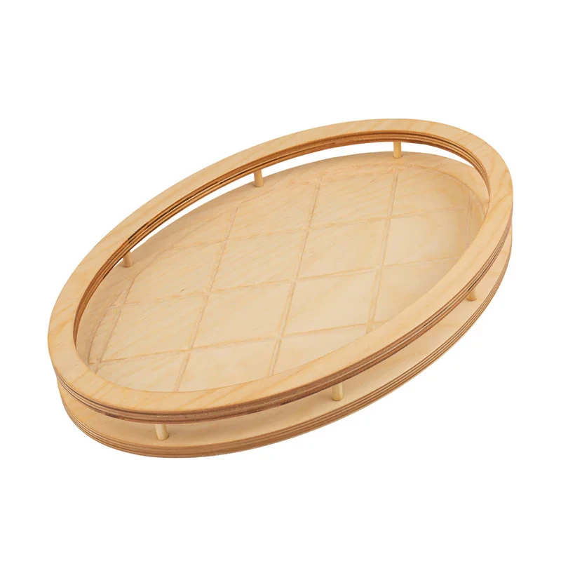 سینی بدون دسته مدل بیضی طرح سبد سایز 36x24 سانتی متر