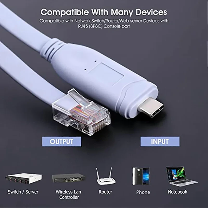 کابل تبدیل کنسول شبکه USB-C به RJ-45 مدل cisco console طول 1.5 متر