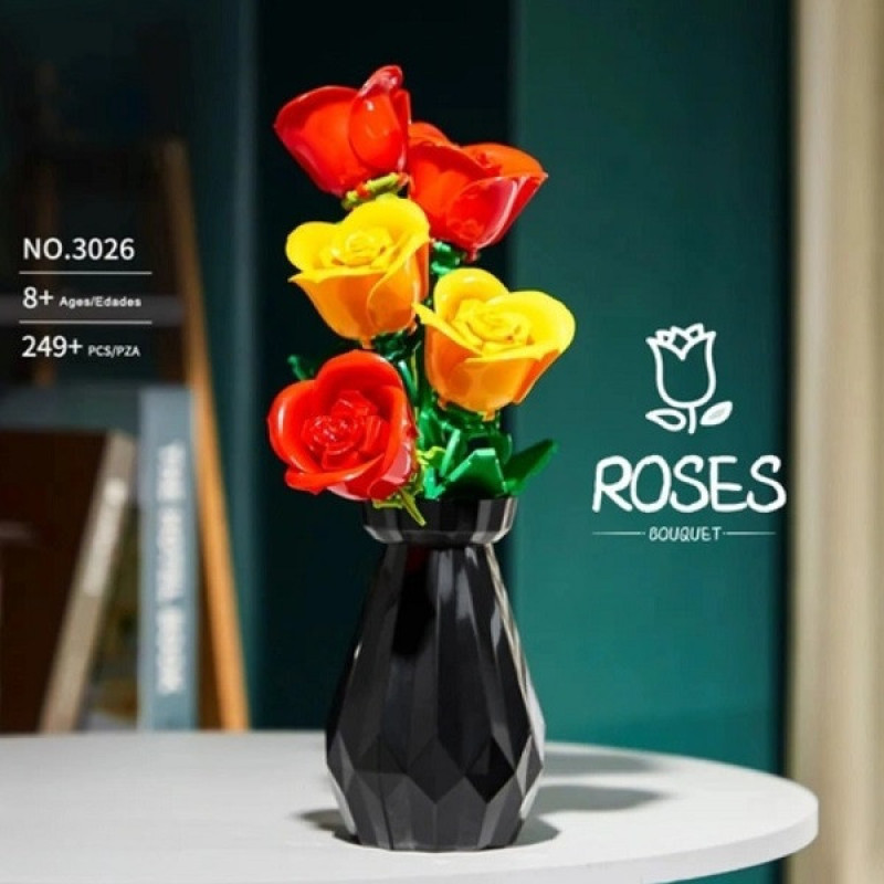 ساختنی 249 تکه مدل گلدان گل رز ROSES کد 3026
