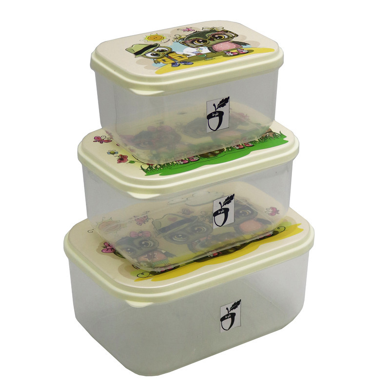 ظرف نگهدارنده مدل بلوط طرح جغد گردشگر کد YP-MOSTATIL-03 مجموعه 3 عددی