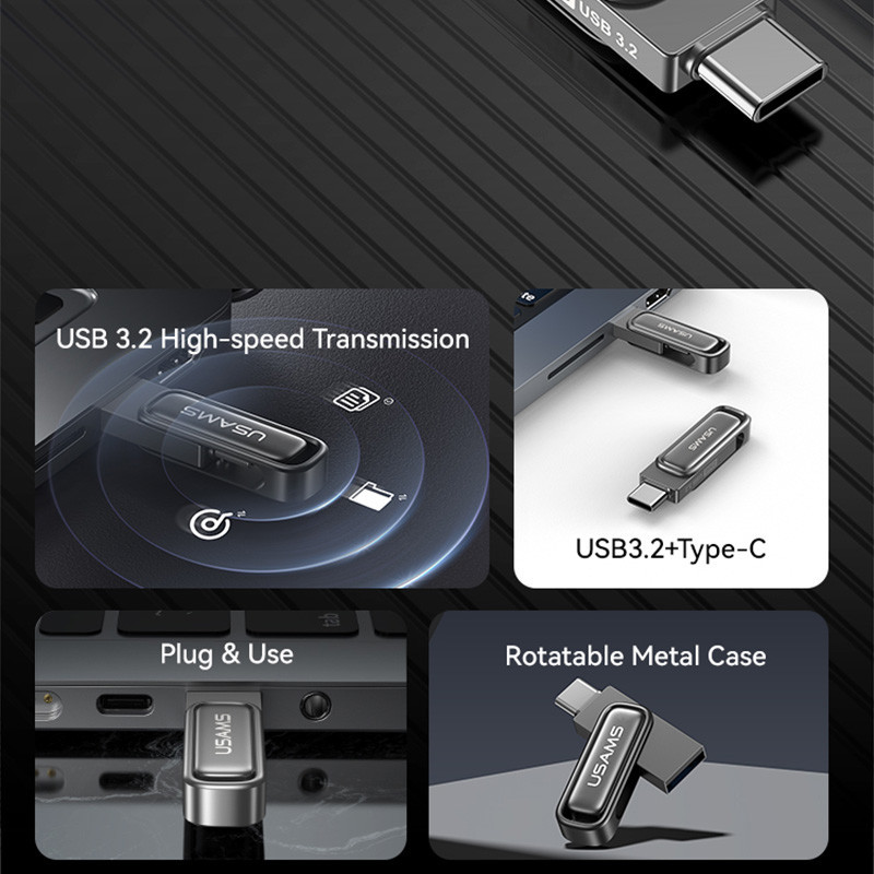 فلش مموری یوسمز مدل zb348 ظرفیت 128 گیگابایت با رابط usb-C