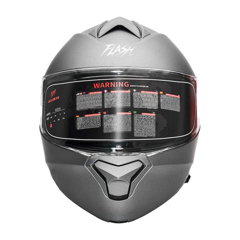 کلاه کاسکت فک متحرک فلش مدل 935Ssv titanium gray
