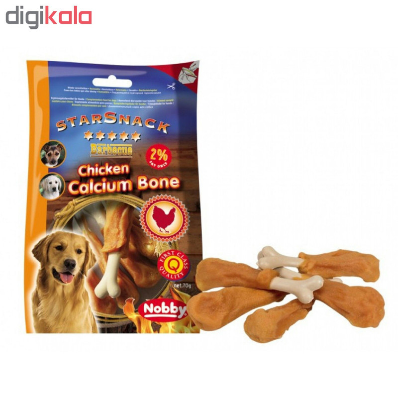 تشویقی سگ نوبی مدل chicken calcium bone وزن 70 گرم
