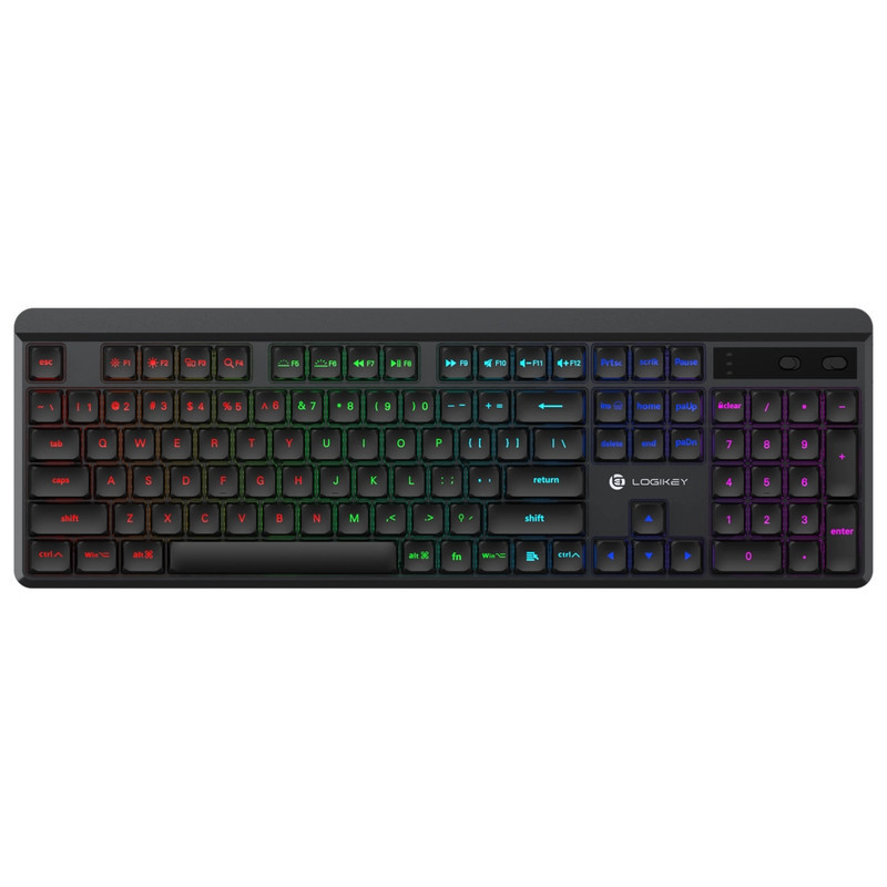 کیبورد بی سیم لاجی کی مدل K520B، سوییچ مکانیکال قرمز، Full-Size، نورپردازی RGB