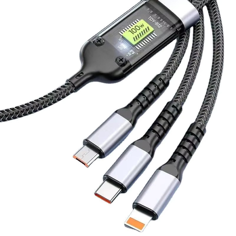 کابل تبدیل USB به microUSB  USB-C  لایتنینگ توزو مدل 3IN1 100W طول 1.2 متر