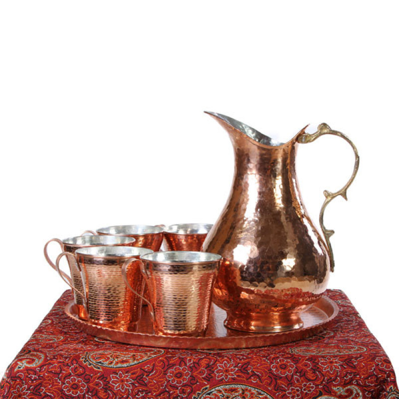 ست 8 تکه پارچ و لیوان مسی کد ZH28
