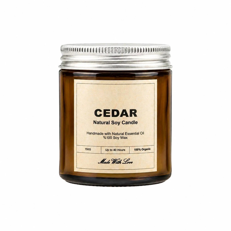 شمع لیوانی معطر مدل سدر با رایحه طبیعت زمان اتمام 50 ساعت