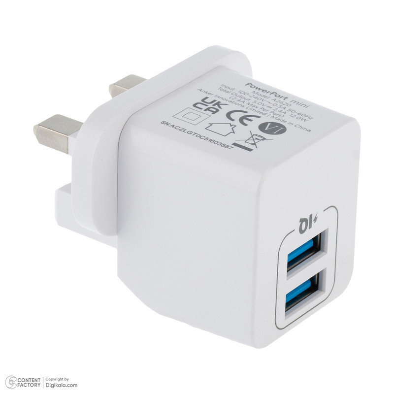 شارژر دیواری 12 وات دو پورت انکر مدل PowerPort Mini A2620