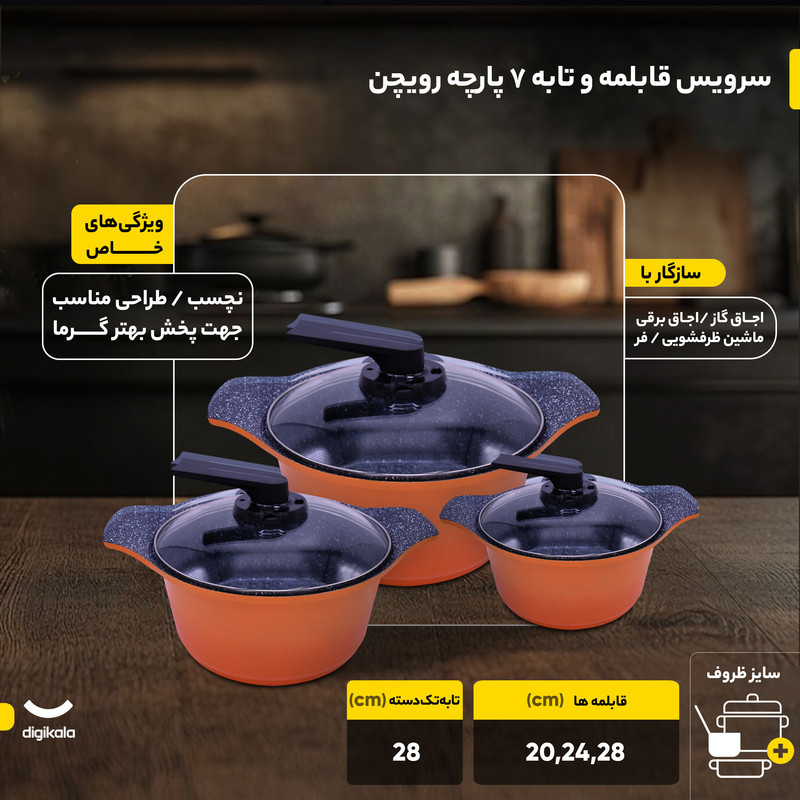 سرویس پخت و پز هفت پارچه رویچن مدل 7PSET