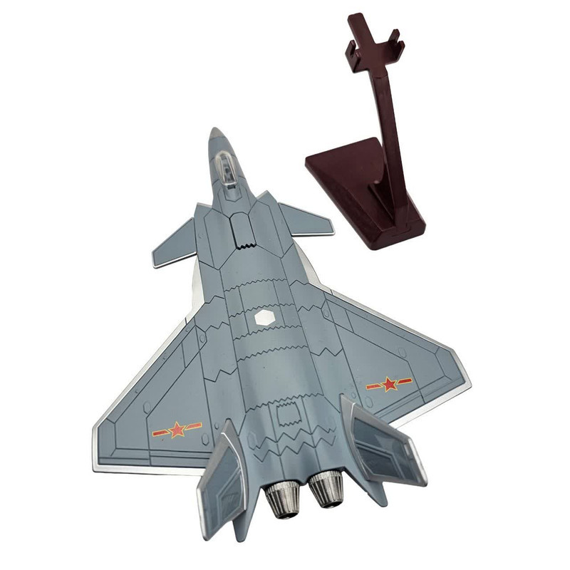ماکت هواپیما ناب سل مدل جت جنگنده تمام فلز موزیکال چراغدار عقب کش Musical fighter jet with lights chengdu J-20
