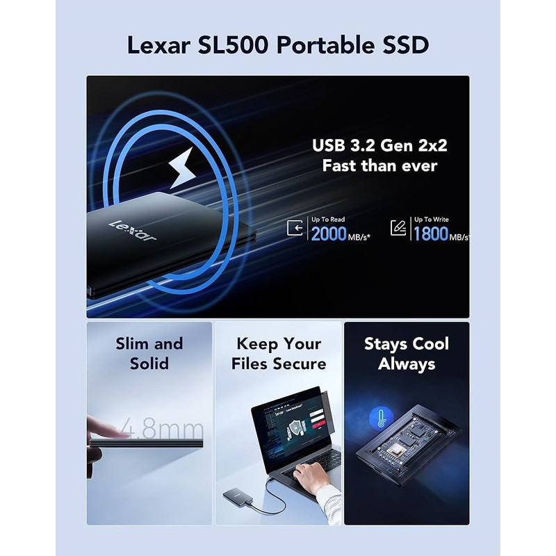 اس اس دی اکسترنال لکسار مدل SL500 ظرفیت 1 ترابایت رابط USB 3.2 Gen2