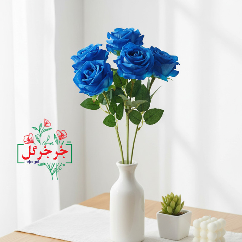 گل مصنوعی جُرجُرگل مدل شاخه رز مینیاتور بسته 3 عددی
