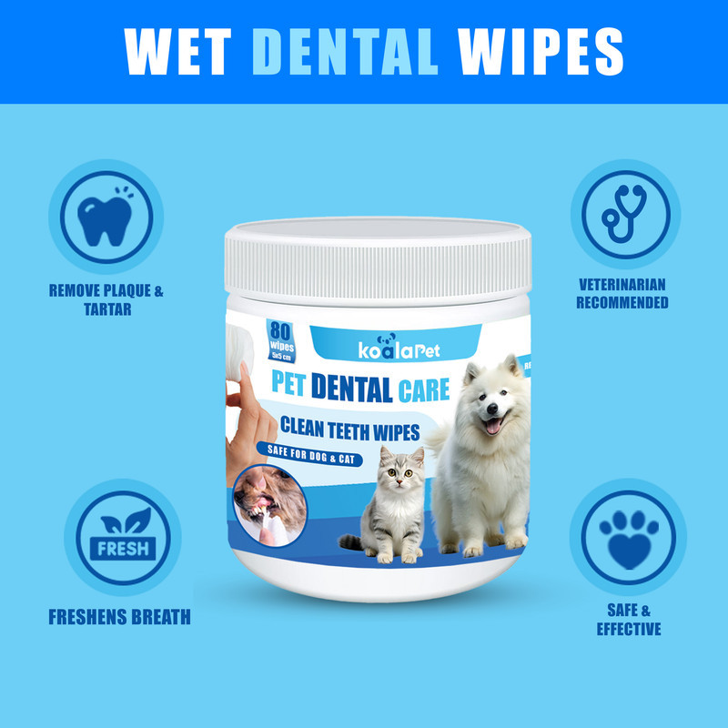 دستمال مرطوب بهداشت دندان حیوانات کوالاپت مدل dental Wipes01 بسته 80 عددی