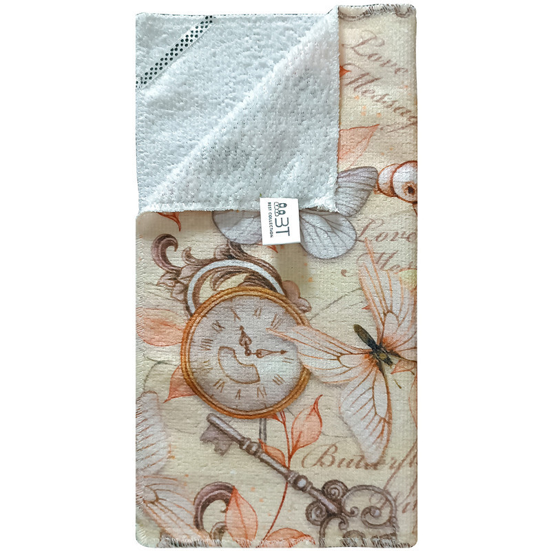دستمال نظافت آشپزخانه بی تی مدل میکروفایبر طرح پروانه و ساعت کد 30x30W237 بسته 2 عددی