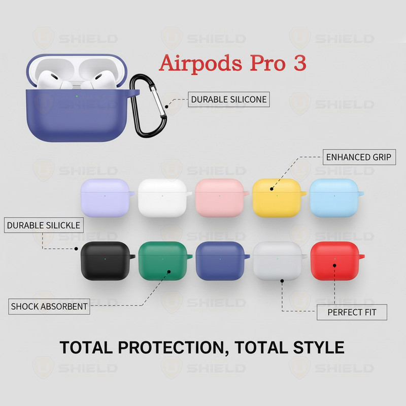 کاور آلتیمیت شیلد مدل Silicone UL مناسب برای کیس اپل AirPods Pro 3