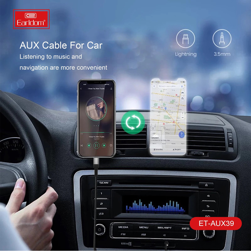 کابل تبدیل AUX به لایتنینگ ارلدام مدل ET-AUX39 طول 1 متر