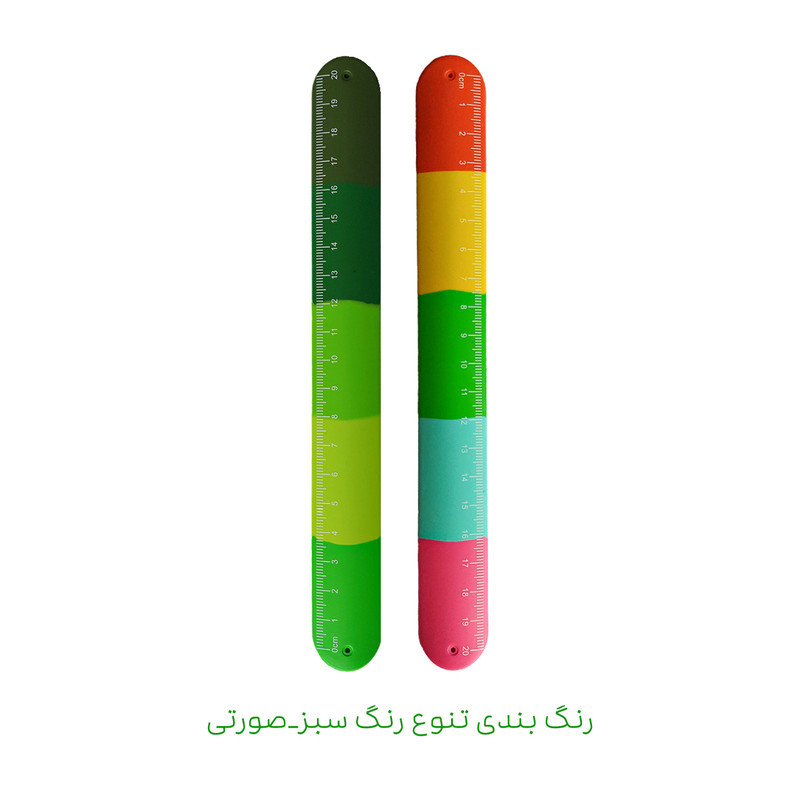خط‌کش 20 سانتی‌متری هیرو طرح دست بند مدل رنگی بسته دو عددی