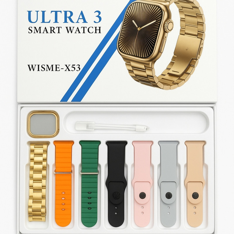 ساعت هوشمند 42 میلی متری ویسمی مدل ultra 3 x53 همراه با بند فلزی و ساده