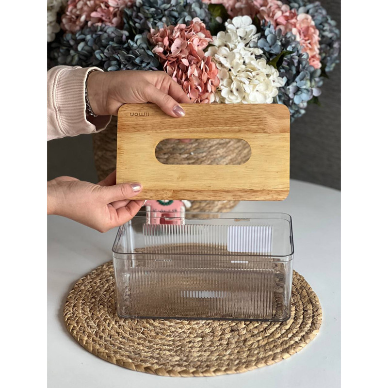 جای دستمال کاغذی لیمون مدل رویه چوبی کد HS2372