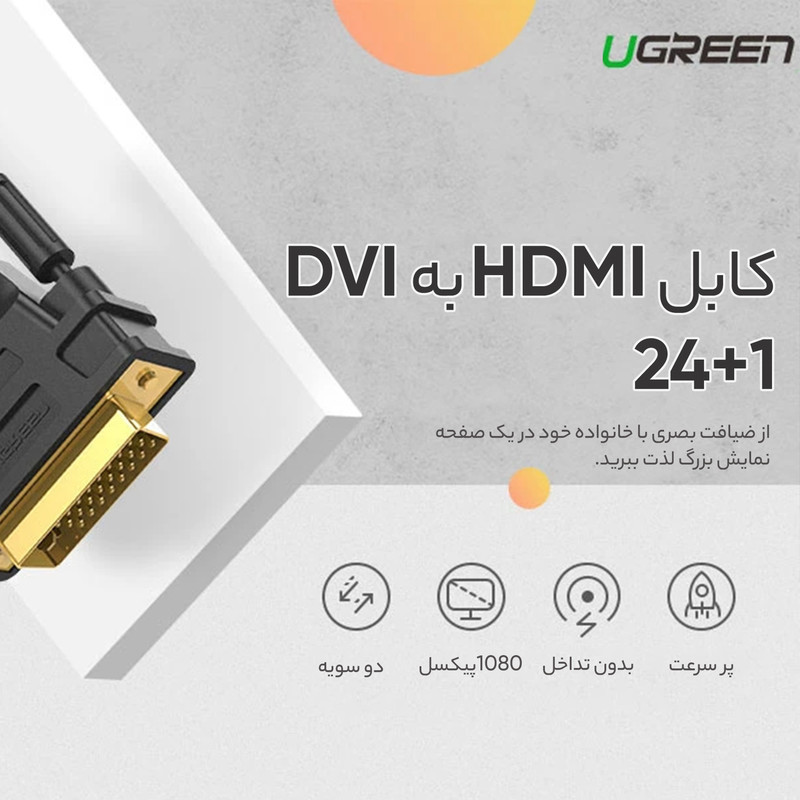 کابل تبدیل HDMI به DVI یوگرین مدل HD106-11150 طول 1.5 متر