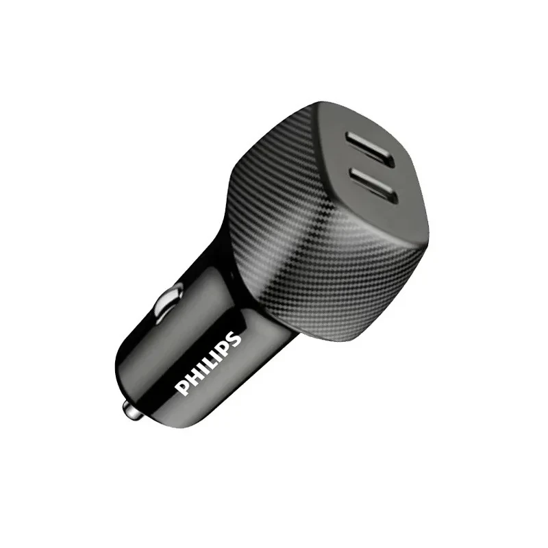 شارژر فندکی 30 وات 2 پورت فیلیپس مدل DLP5522C به همراه کابل تبدیل USB-C