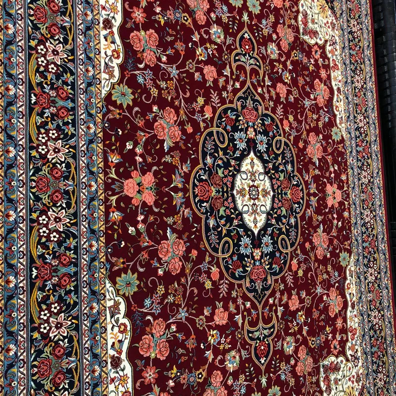 فرش ماشینی ستاره کویر یزد مدل شاهکارنوین کد n-83 زمینه لاکی