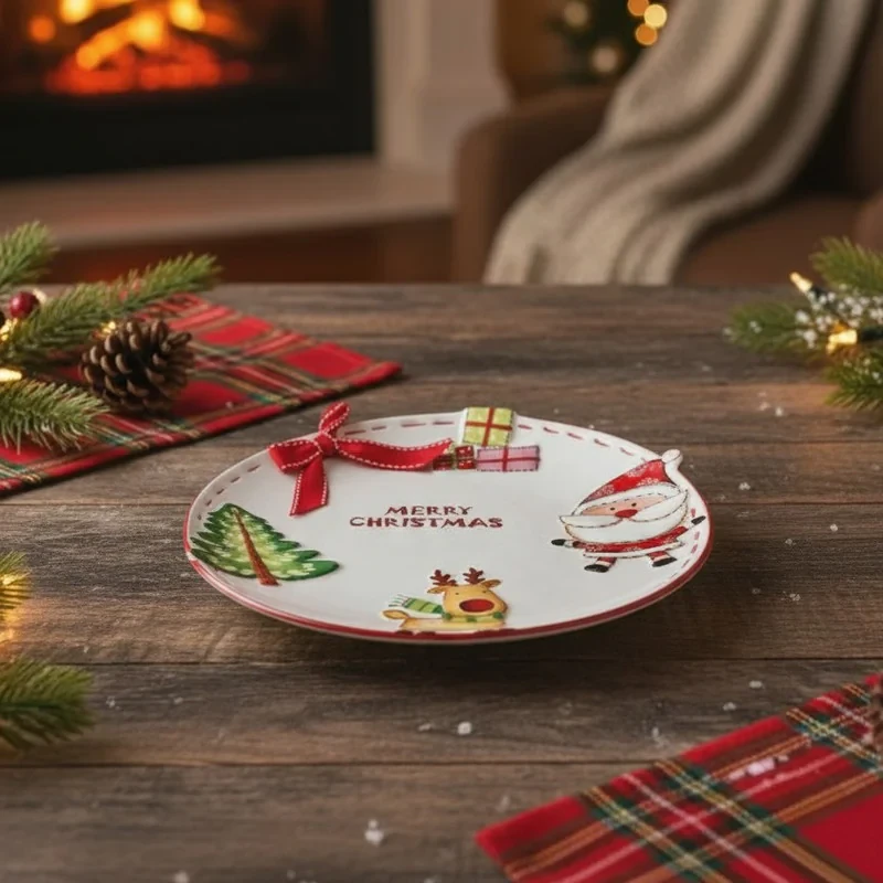 بشقاب سرو طرح کریسمس مدل Santa کد 200