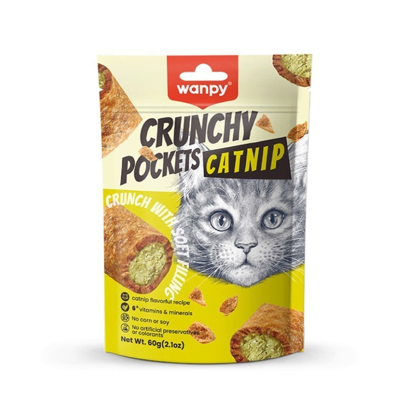 تشویقی گربه ونپی مدل Crunchy Pockets Catnip با طعم کت نیپ و مرغ وزن 60 گرم