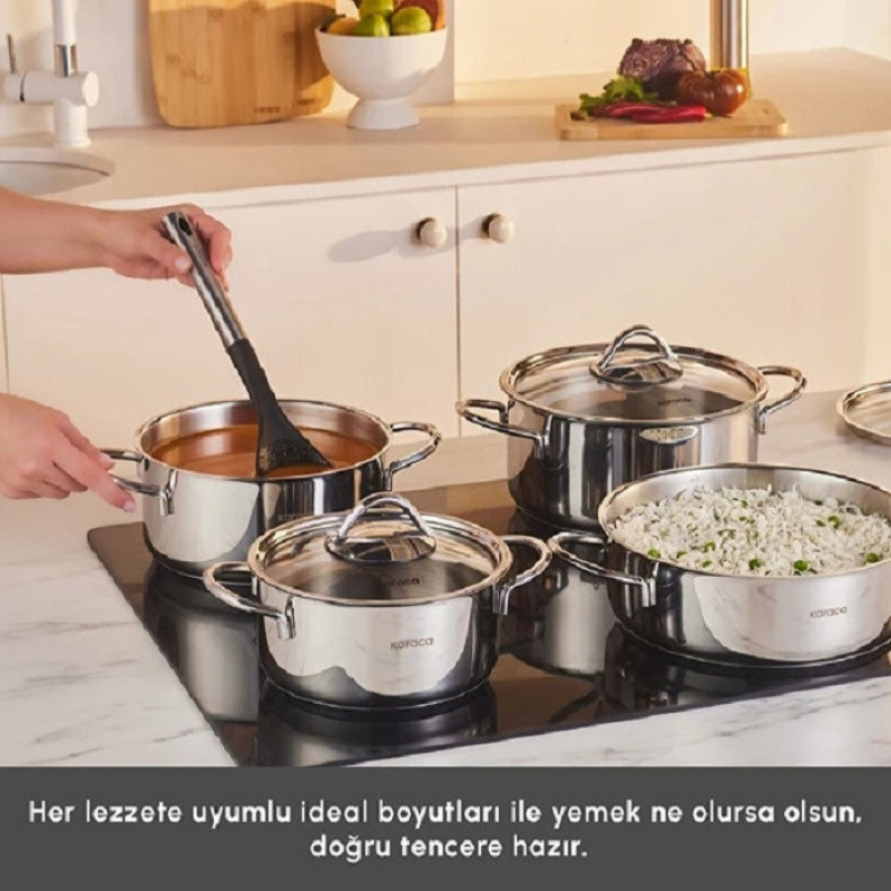 سرویس قابلمه استیل 8 پارچه کاراجا مدل Sakura Powersteel 316