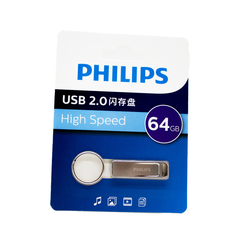 فلش مموری 64 گیگابایت فیلیپس مدل FM21UA-F با رابط USB 2.0، سرعت خواندن 30 مگابایت بر ثانیه، سرعت نوشتن 15 مگابایت بر ثانیه، ضد خش و ضد اثر انگشت، سازگار با ویندوز، مک OS و لینوکس