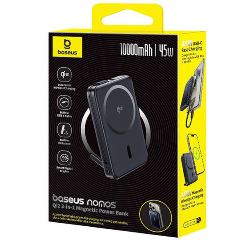 پاوربانک 45 وات بیسوس مدل P10078800123-00 ظرفیت 10000 میلی آمپر ساعت