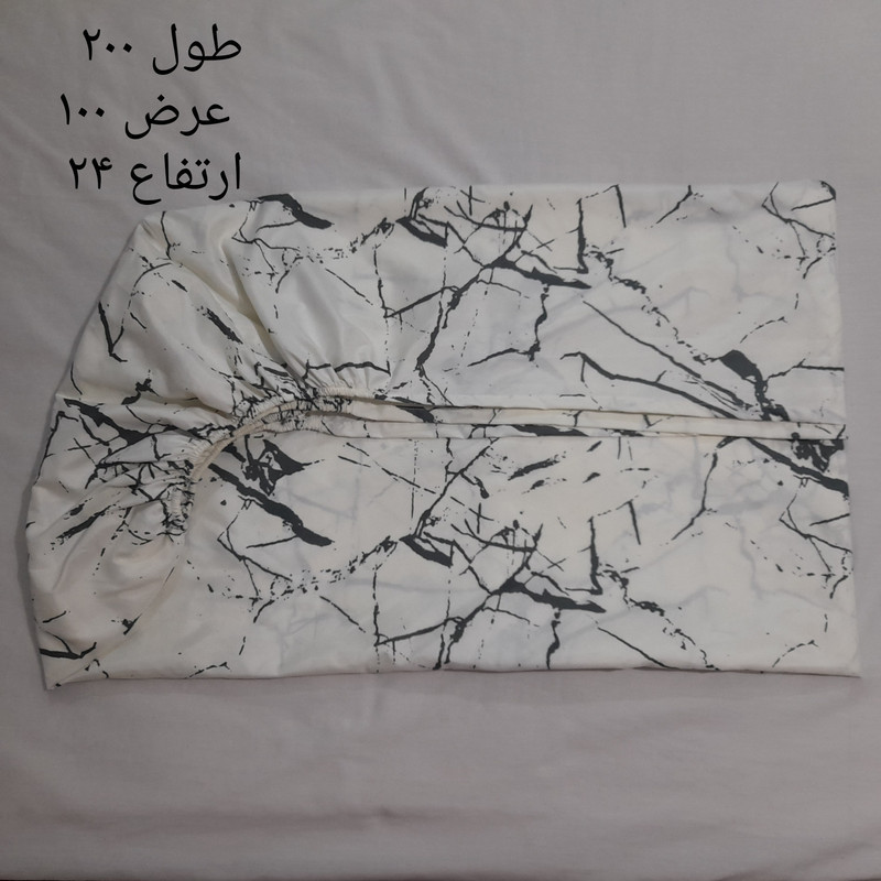 سرویس ملحفه مدل کشدار ni08014 طرح مرمر کد 100 یک نفره دو تکه