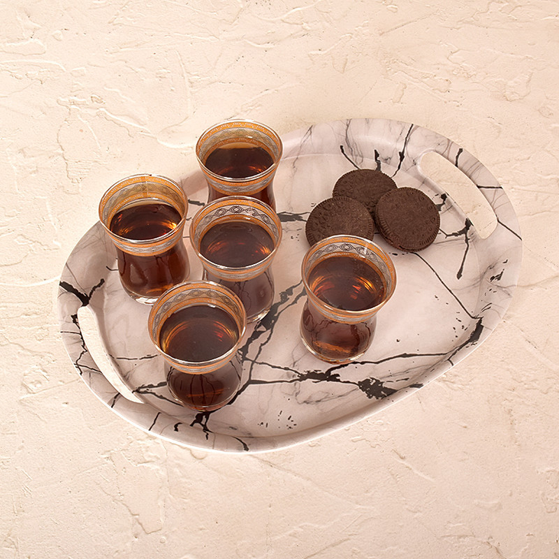 سینی دسته دار مهروز مدل 5002 مرمر سایز 26*36 سانتی متر