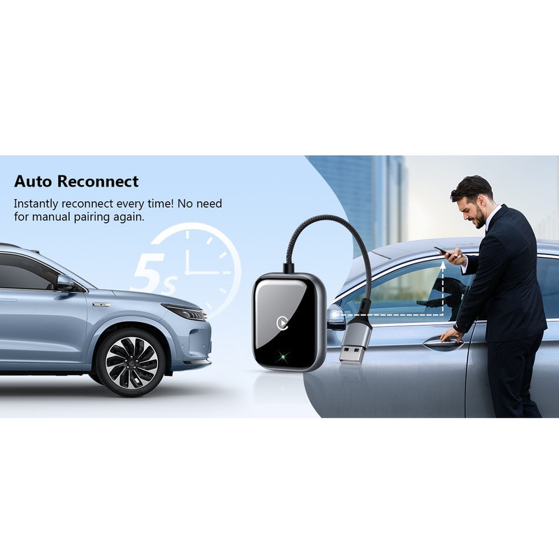 کارپلی و اندروید اتو مدلwireless CarplayAndroid Auto به همراه مبدل USB به Type-C