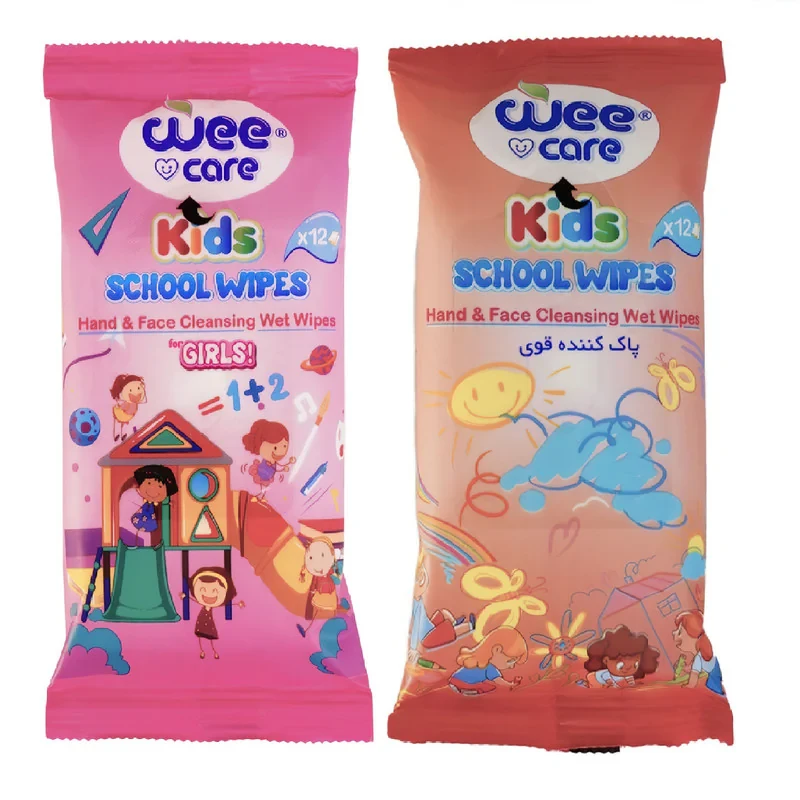 دستمال مرطوب کودک وی کر مدل جیبی Kids Wipes Happy Girls بسته دو عددی