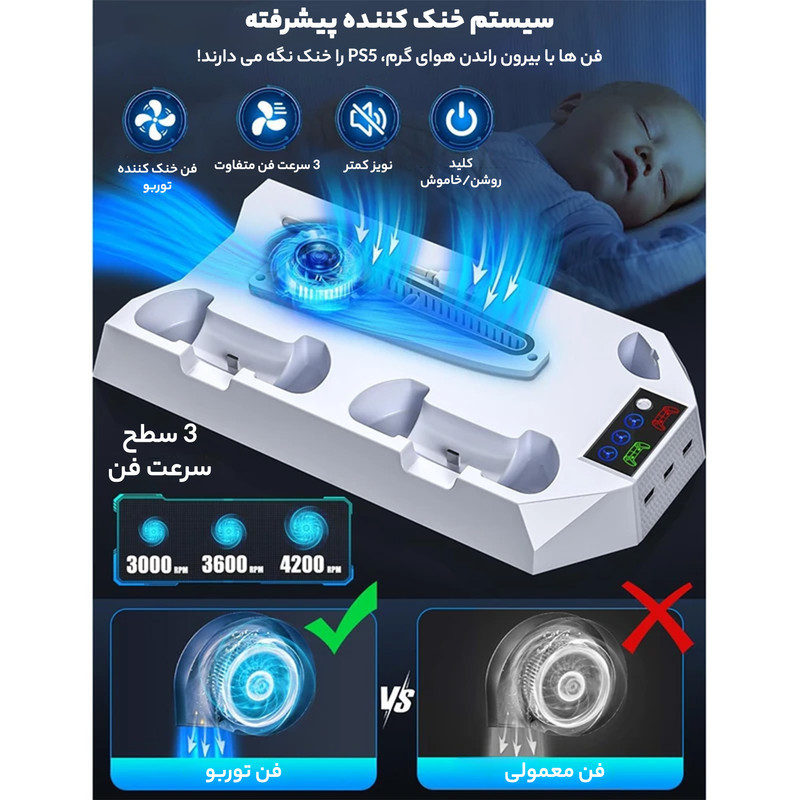 پایه فن کنسول و شارژر دسته بازی مدل COOLING STAND YH-55-1