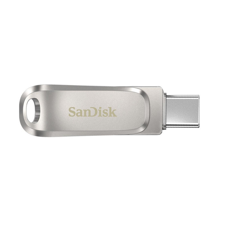 فلش مموری سن دیسک Ultra Dual Drive Luxe ظرفیت 512 گیگابایت با دو رابط USB 3.2 Type-C و Type-A، طراحی چرخشی، بدنه فلزی و سازگار با گوشی، تبلت، کامپیوتر و تلویزیون