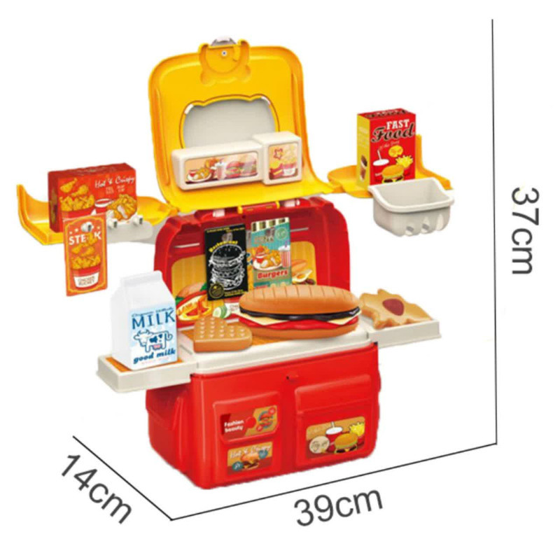 ست اسباب بازی آشپزخانه ناب سل مدل  کوله پشتی فست فود 37 تکه 37PCS FAMILY HAMBURGER CHILDREN HOUSE