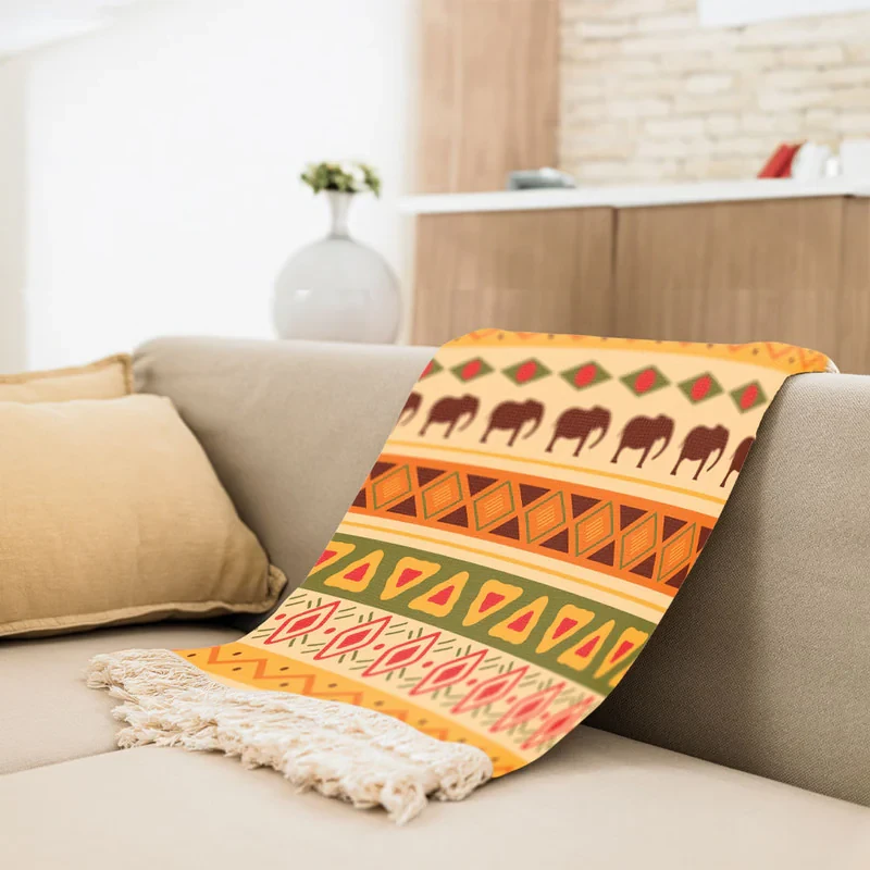 شال مبل طرح دسته فیل ها کد Q2SH1050 سایز 98x180 سانتی متر