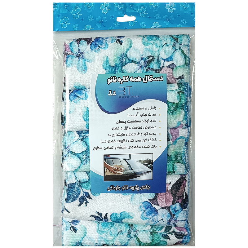 دستمال آشپزخانه بی تی مدل رز کد 30x30RB5 بسته 5 عددی