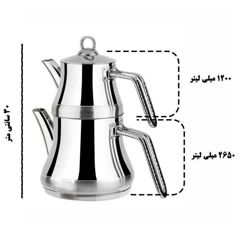 ست کتری و قوری لینس مدل NAZ گنجایش کتری 2.5 لیتر گنجایش قوری 1.2 لیتر