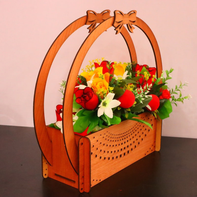 باکس گل مصنوعی مدل چوبی کد B80 از جنس ام‌دی‌اف، ابعاد 28×7×24 سانتی‌متر، وزن 300 گرم، ارسال به‌صورت قطعات باز و آماده نصب