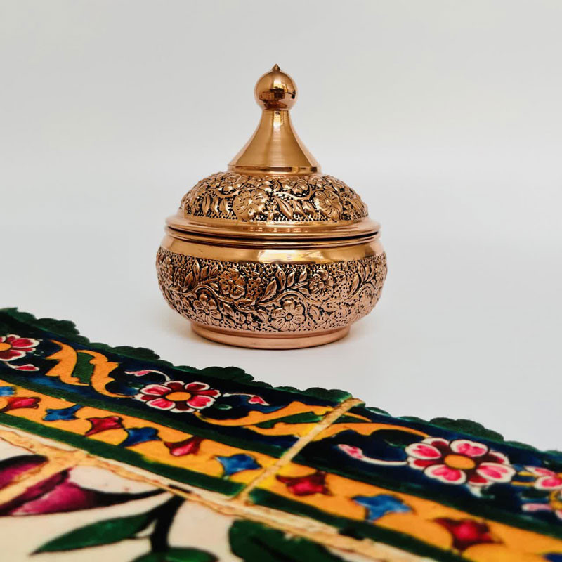 قندان مسی مدل قلم زنی کد ZH418.1