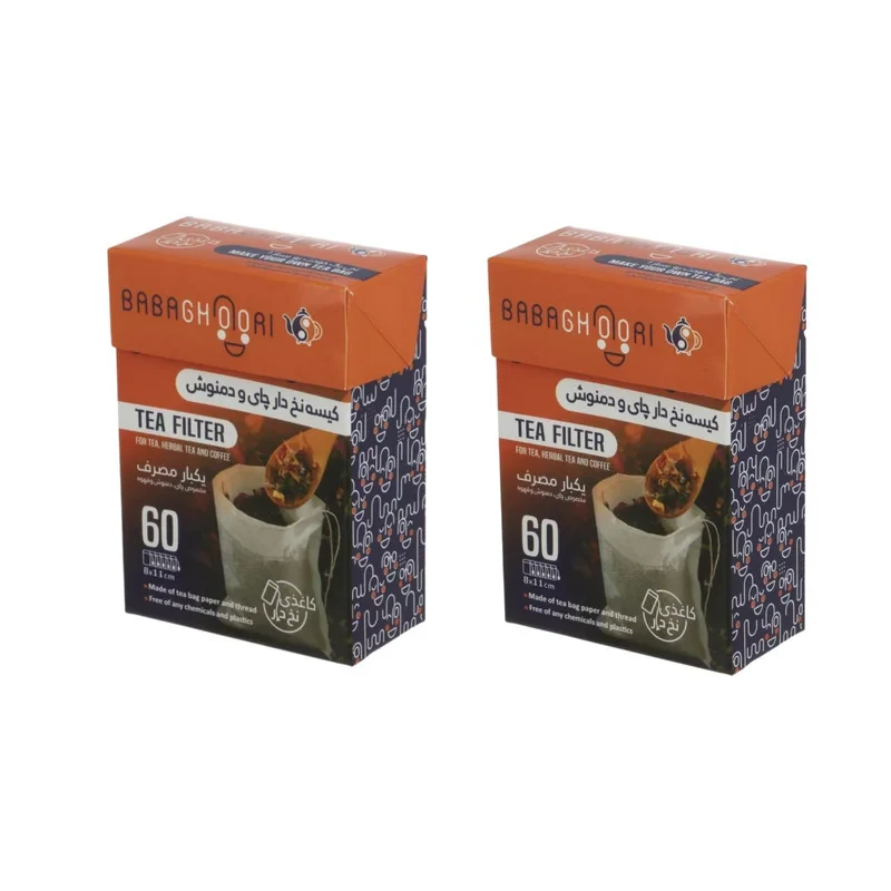فیلتر چای و دمنوش بابا قوری مدل کاغذی دو بسته 60 عددی