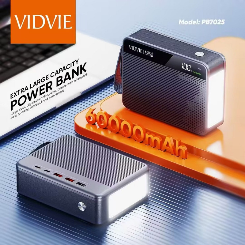 پاوربانک 27 وات ویدوی مدل PB7025 ظرفیت 60000 میلی‌آمپرساعت